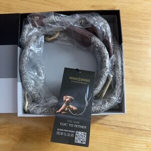 HIGH5DOGS CLIC Leash Beige Rope Genuine Leather Clip Dog Walking Travel